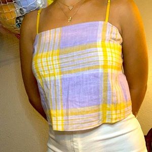 Urban Outfitters purple and yellow checkered tank